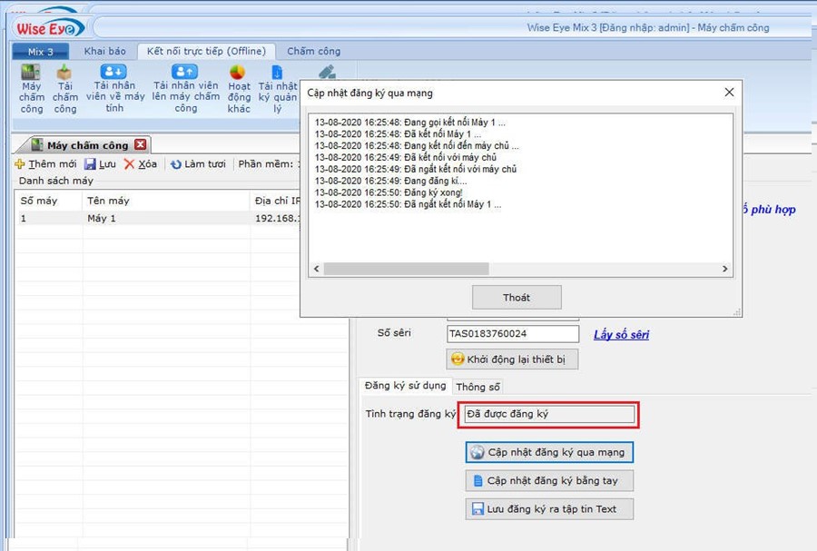 Hướng dẫn đăng ký và kết nối máy chấm công offline - Phần mềm Wise Eye Mix 3