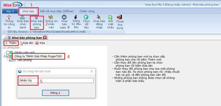 Phần mềm Wise Eye Mix 3 - Hướng dẫn khai báo thông tin nhân viên
