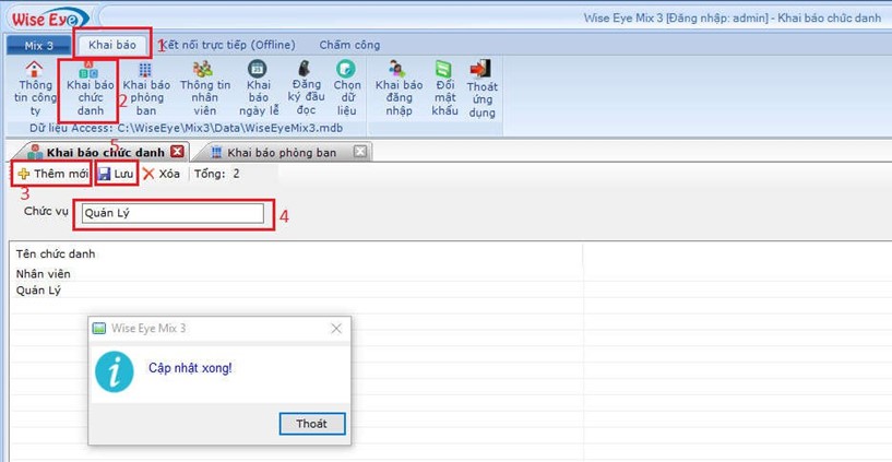 Phần mềm Wise Eye Mix 3 - Hướng dẫn khai báo thông tin nhân viên
