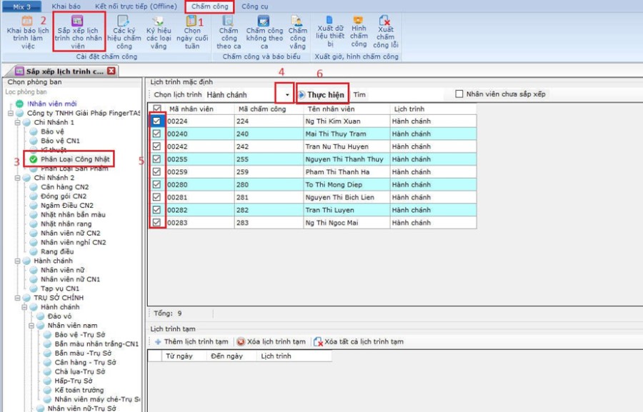 Khai báo ca và sắp xếp lịch trình làm việc cho nhân viên - Phần mềm wise eye mix 3