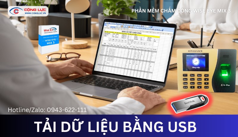 Hướng dẫn tải dữ liệu từ USb vào máy chấm công - Phần mềm wise eye mix 3