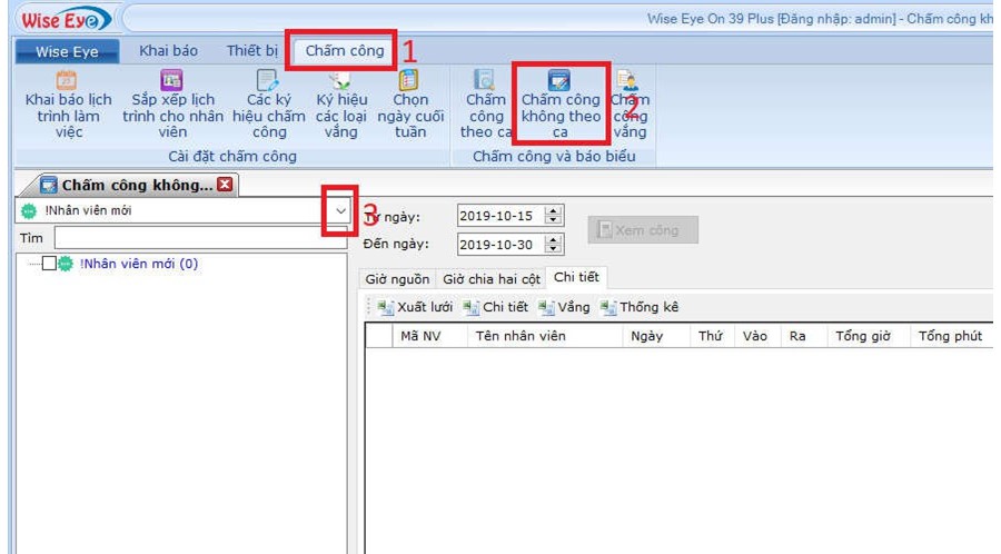 Xem công và xuất báo biểu ra excel - Phần mềm wise eye mix 3