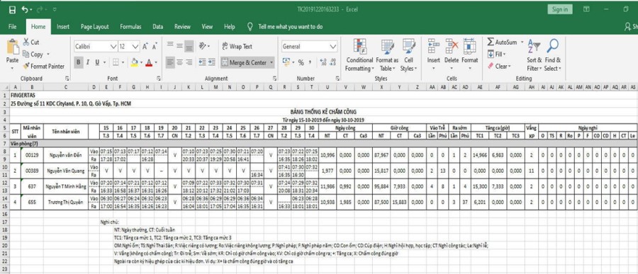 Xem công và xuất báo biểu ra excel - Phần mềm Wise Eye mix 3