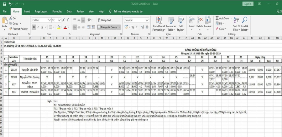 Xem công và xuất báo biểu ra excel - Phần mềm wise eye mix 3