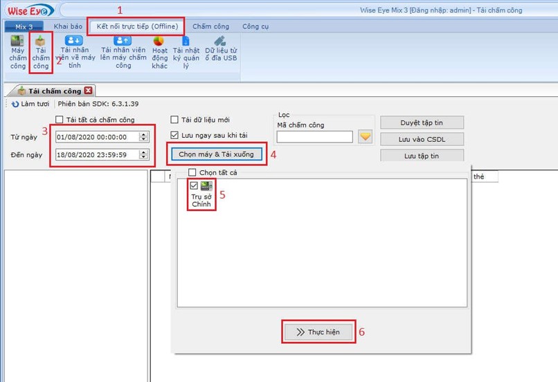 hướng dẫn xem công và xuất báo cáo excel - Phần mềm Wise Eye Mix 3