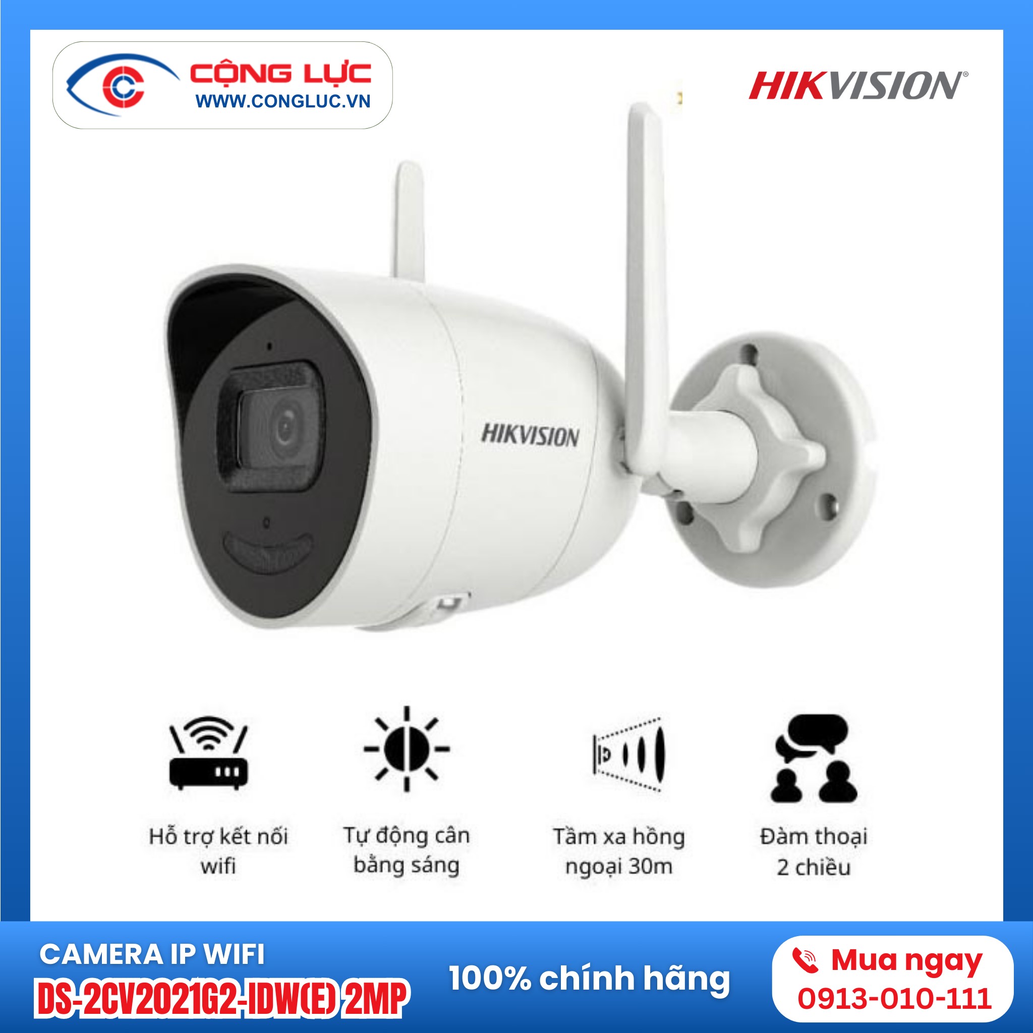 Camera IP Wifi Hikvision DS-2CV2021G2-IDW(E) 2MP