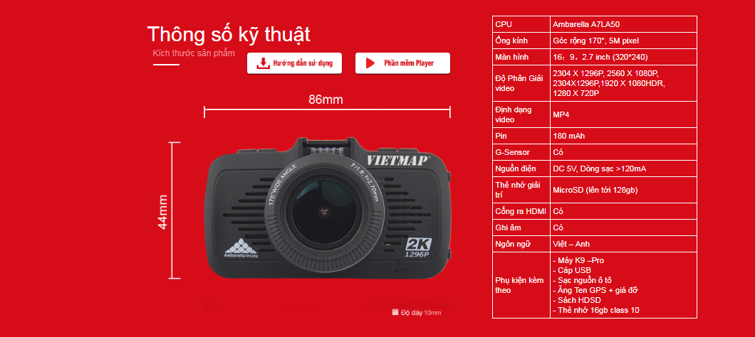 Bán camera giám sát hành trình VietMap K9 Pro