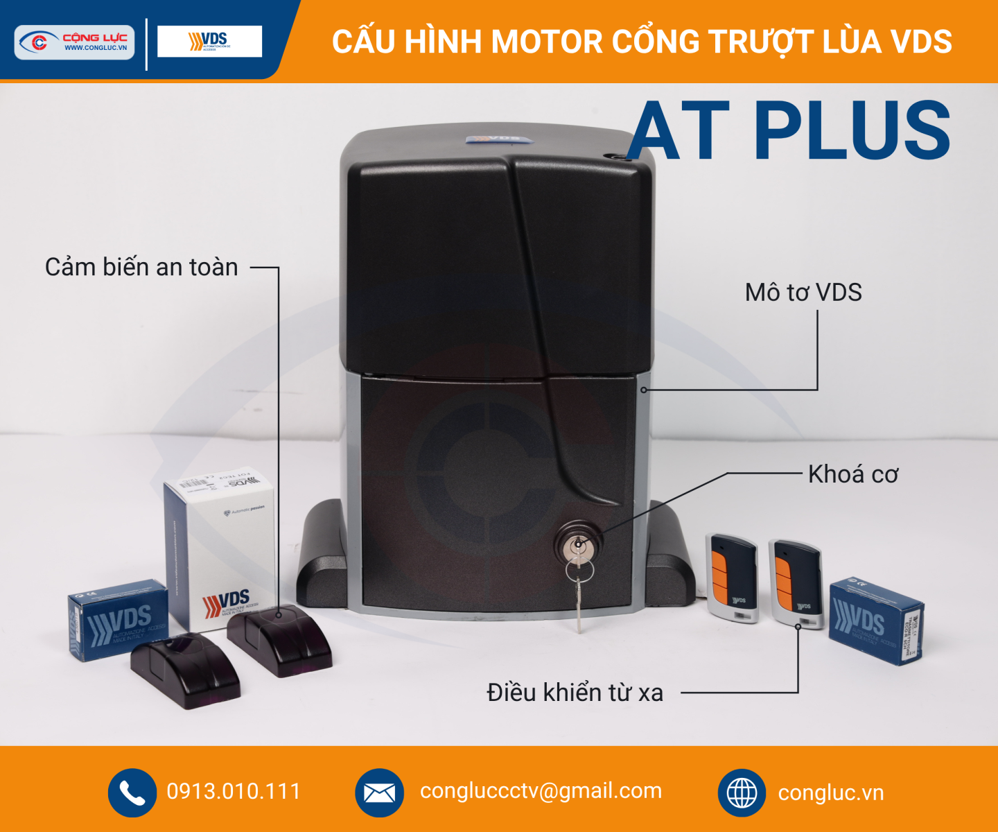 Cấu hình bộ motor cổng trượt lùa AT PLUS chính hãng