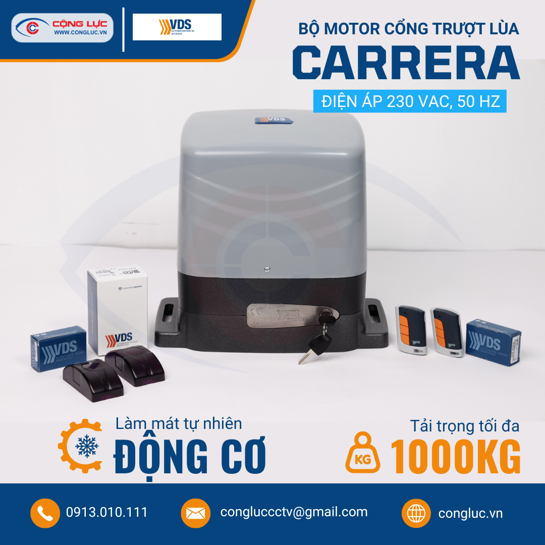 Cộng Lực bán bộ mô tơ cổng lùa trượt VDS Carrera tại Hải Phòng chính hãng