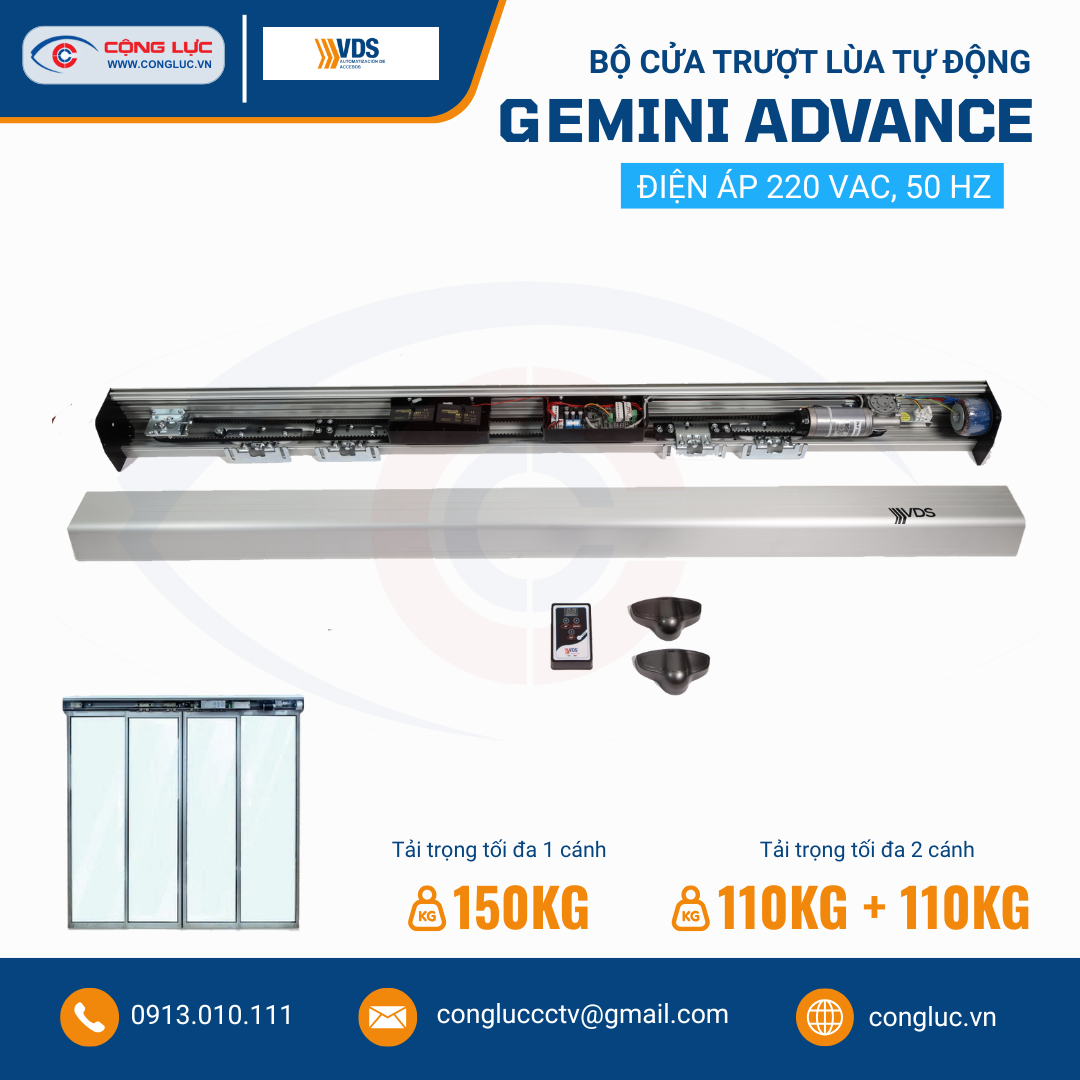 Cộng Lực lắp đặt điều khiển cửa trượt lùa tự động VDS Gemini Advance chính hãng