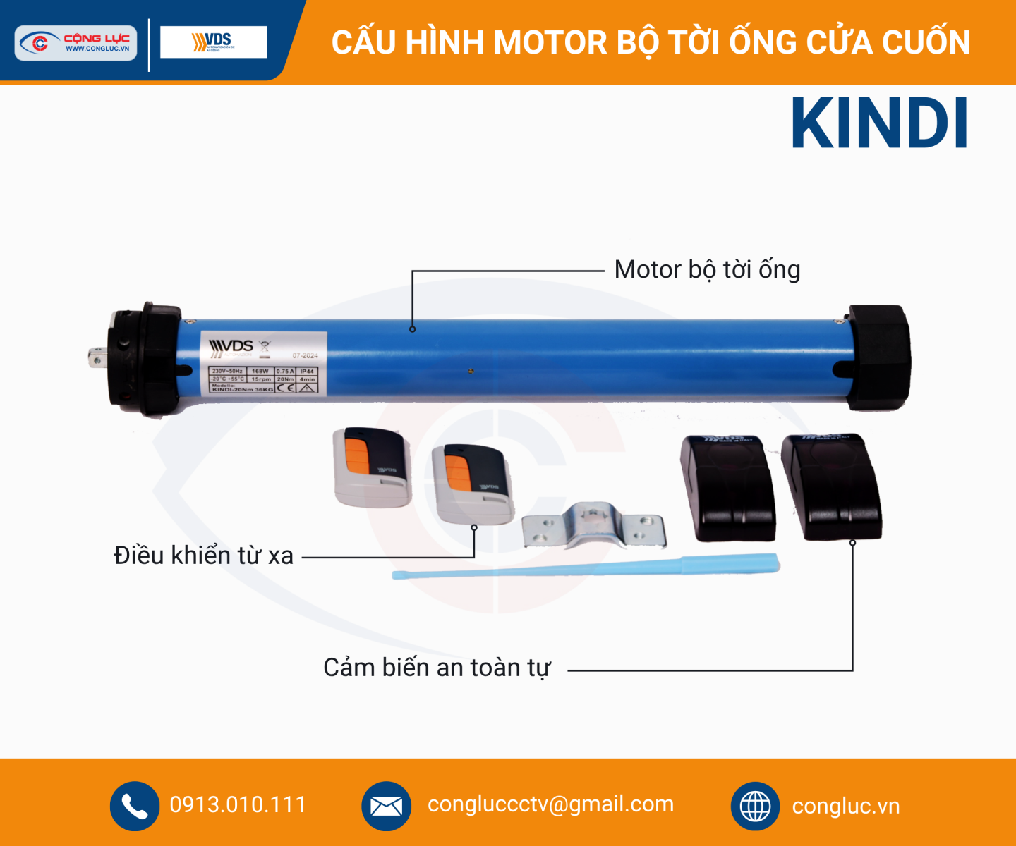 Cấu hình mô tơ ống vds kindi cửa cuốn, mái hiên, mành rèm tại Hải Phòng