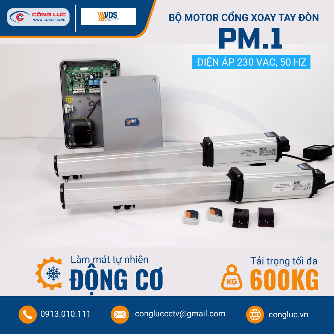 Cộng Lực bán bộ mô tơ cổng xoay tay đòn VDS PM1 tại Hải Phòng chính hãng