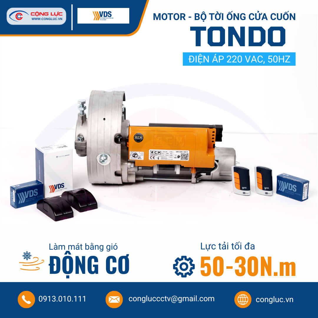 Cộng Lực bán bộ motor tời ống cửa cuốn VDS Tondo chính hãng tại Hải Phòng