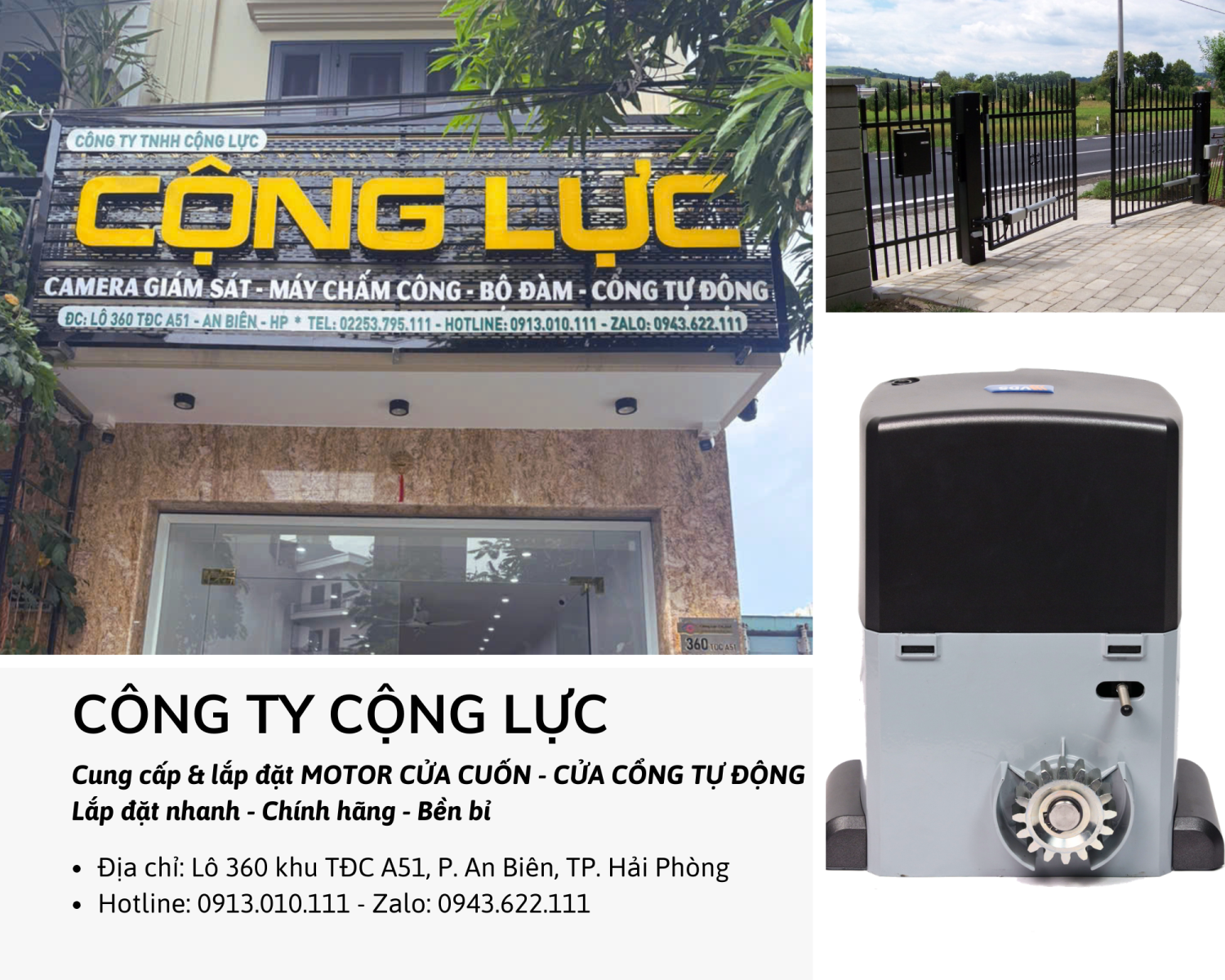 Cộng Lực lắp đặt motor cửa cuốn cửa cổng tự động tại An Biên Hải Phòng