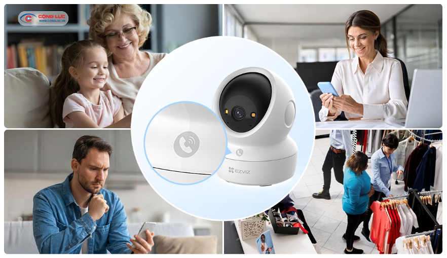 Camera Trong Nhà Ezviz H6C G1 4K 8MP âm thanh trò chuyện 2 chiều