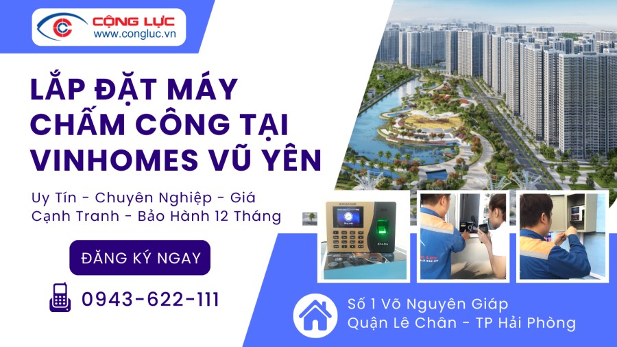 lắp đặt máy chấm công tại vinhomes vũ yên trọn gói giá rẻ