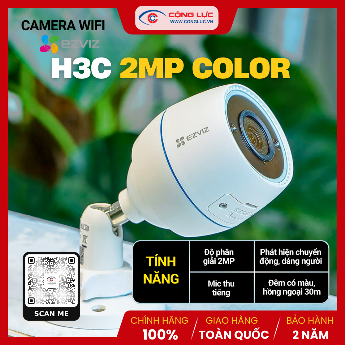 Ezviz H3C 2MP color Top camera ngoài trời tốt nhất 2026
