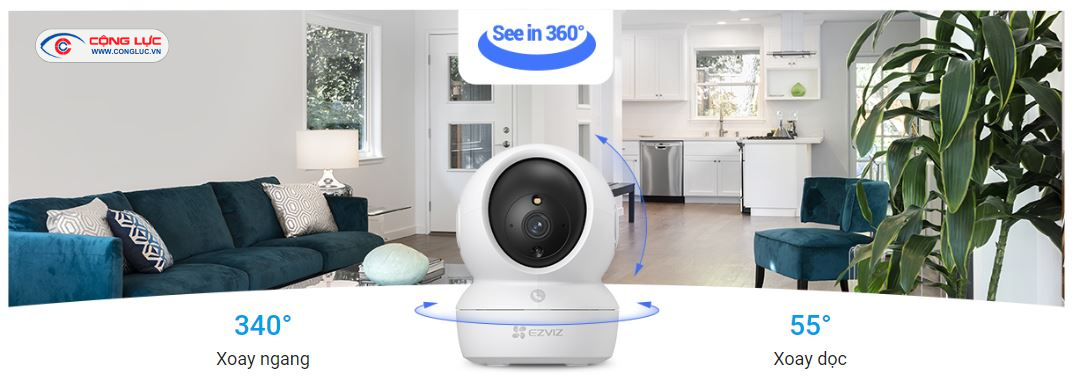 camera wifi Ezviz H6C Pro 2K 3MP nút cảm ứng gọi tiện lợi trên cam