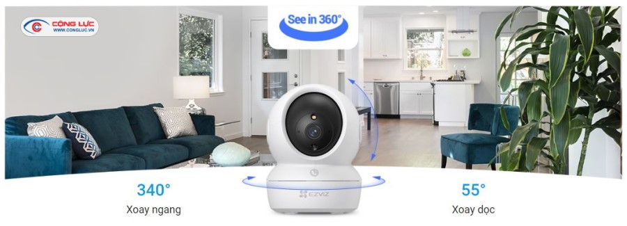 camera wifi Ezviz H6C Pro 3K 5MP bảo vệ toàn diện 360 độ