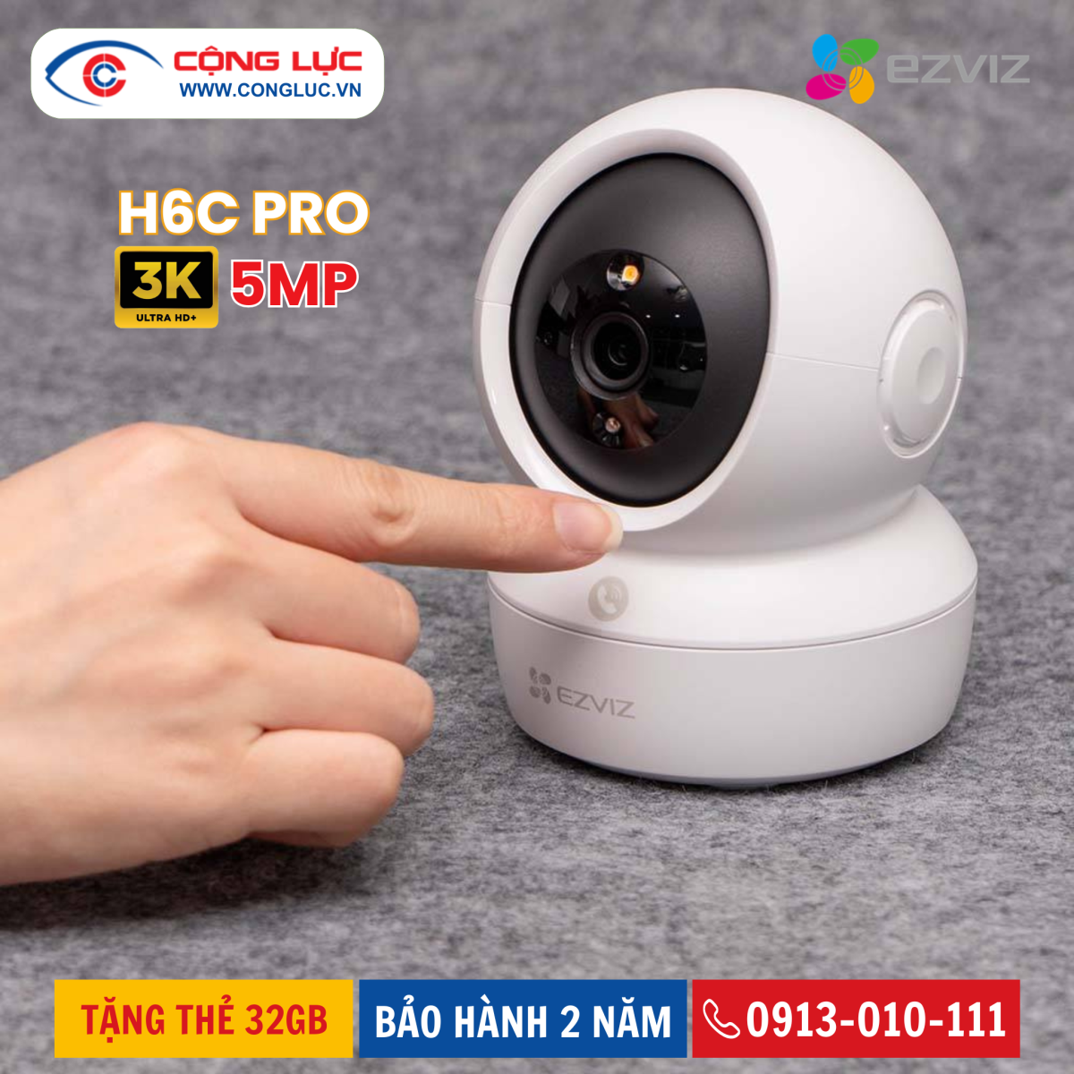 Camera wifi không dây Ezviz H6C Pro 3K 5MP chính hãng