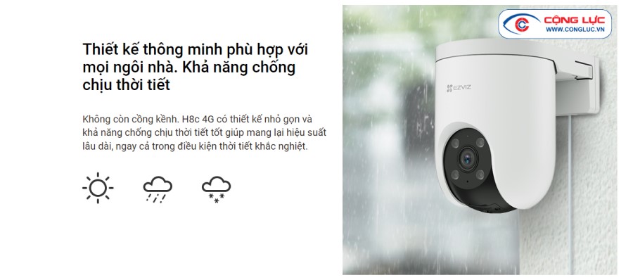 Camera sim 4g ezviz H8C 2K thiết kế chống chịu thời tiết