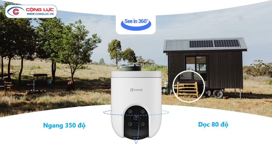 Camera sim 4g Ezviz H8C 2K tầm nhìn rộng 360 độ