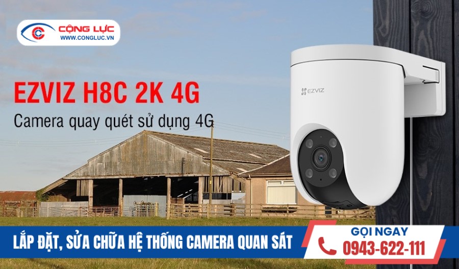 Camera wifi dùng sim 4G Ezviz H8C 2K 4G. Quan sát toàn cảnh 360 độ