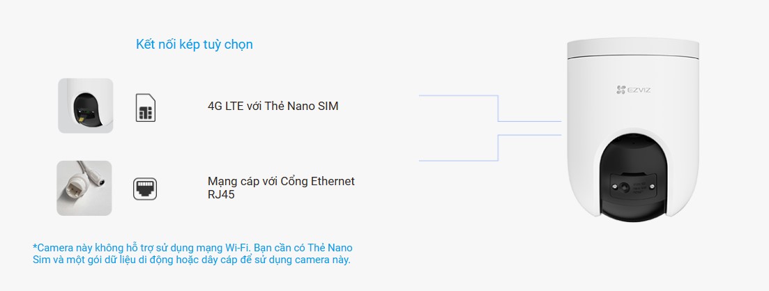 Tính năng camera wifi Ezviz ngoài trời H8C 2K 3MP 4G
