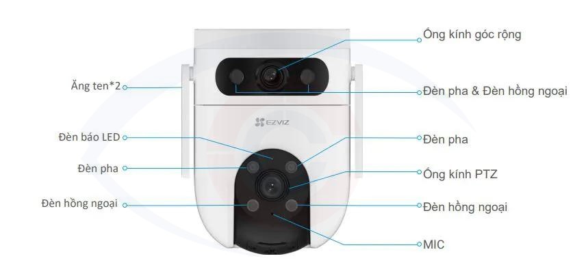 thông số kỹ thuật camera wifi 2 mắt Ezviz H9C 6MP chính hãng