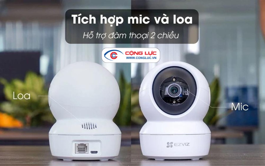 Camera wifi Ezviz C6N tích hợp mic và loa hỗ trợ đàm thoại 2 chiều