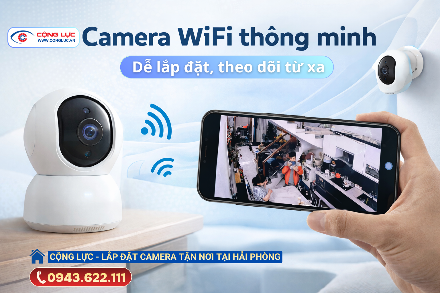 camera wifi không dây lắp đặt dễ dàng, quản lý từ xa