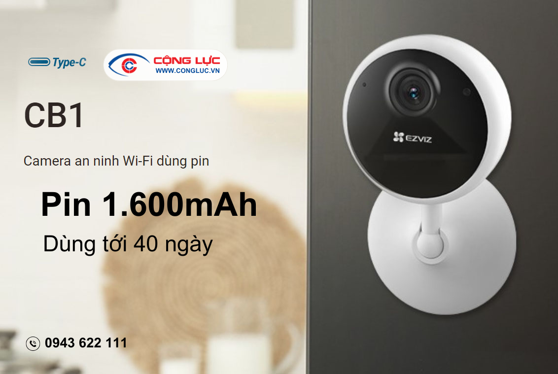 camera wifi Pin sạc trong nhà Ezviz CB1 chính hãng giá rẻ