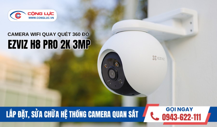 Camera wifi Ezviz H8C Pro 2K 3MP quay quét 360 độ