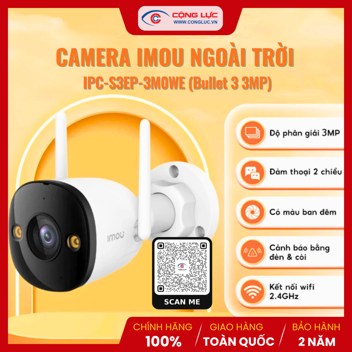 Imou S3EP 2K 3MP top camera wifi ngoài trời tốt nhất 2026