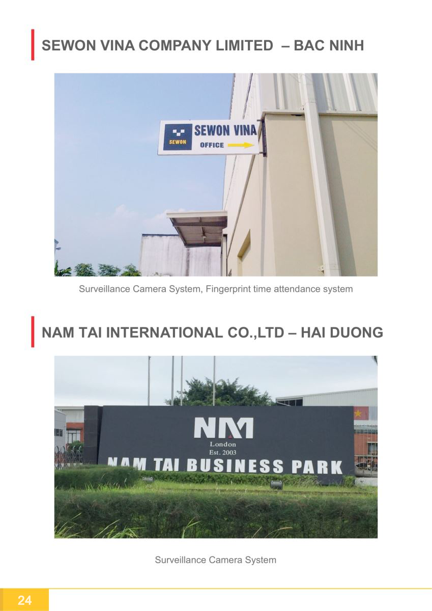 Hồ sơ năng lực công ty Cộng Lực - lắp hệ thống camera nhà máy sewon tại bắc ninh