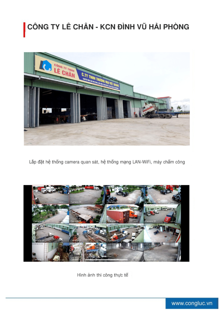 Camera Cộng Lực nhà thầu thi công lắp hệ thống camera tại công ty Lê Chân kcn ĐÌnh Vũ Hải Phòng