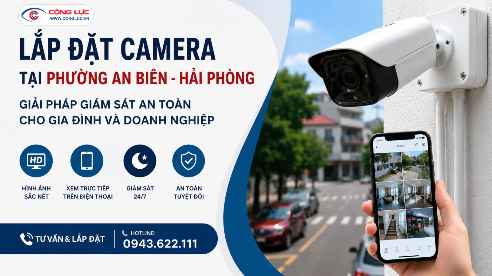 Cộng Lực lắp đặt camera tại phường An Biên Hải Phòng uy tín, giá rẻ