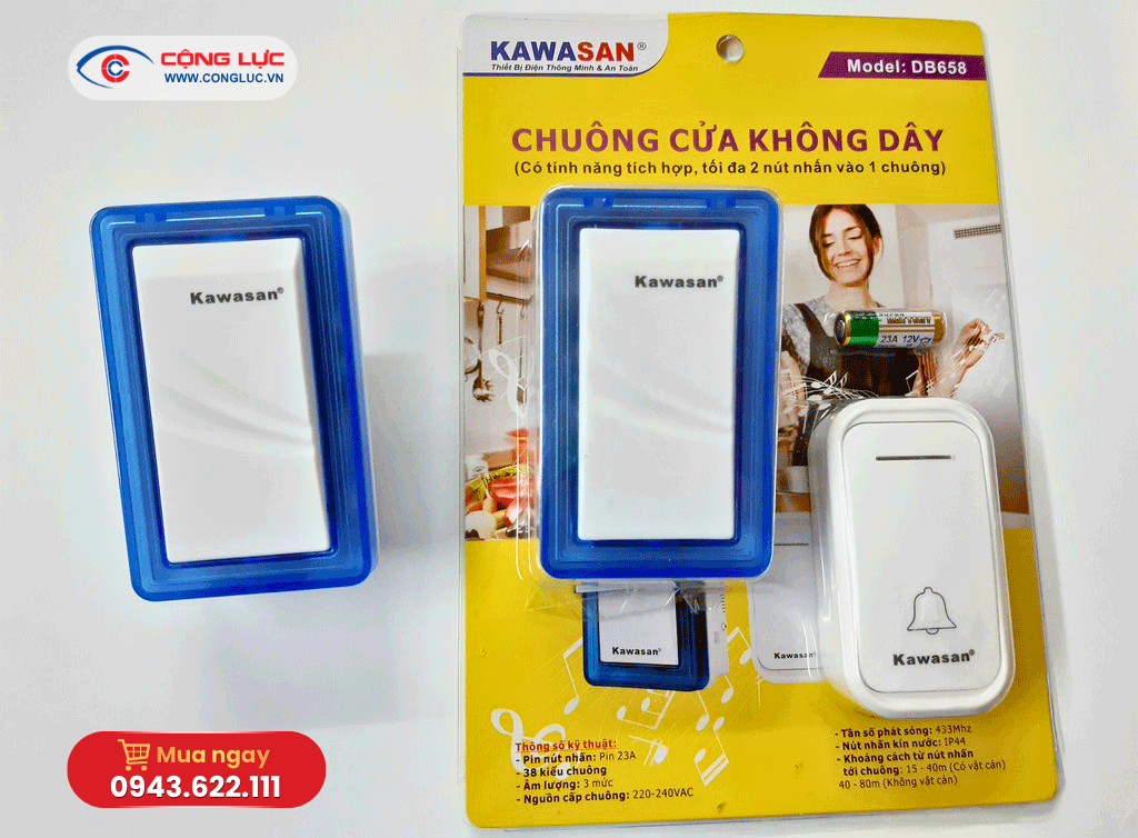 Cộng Lực bán chuông cửa không dây Kawasan DB658 tại Hải Phòng