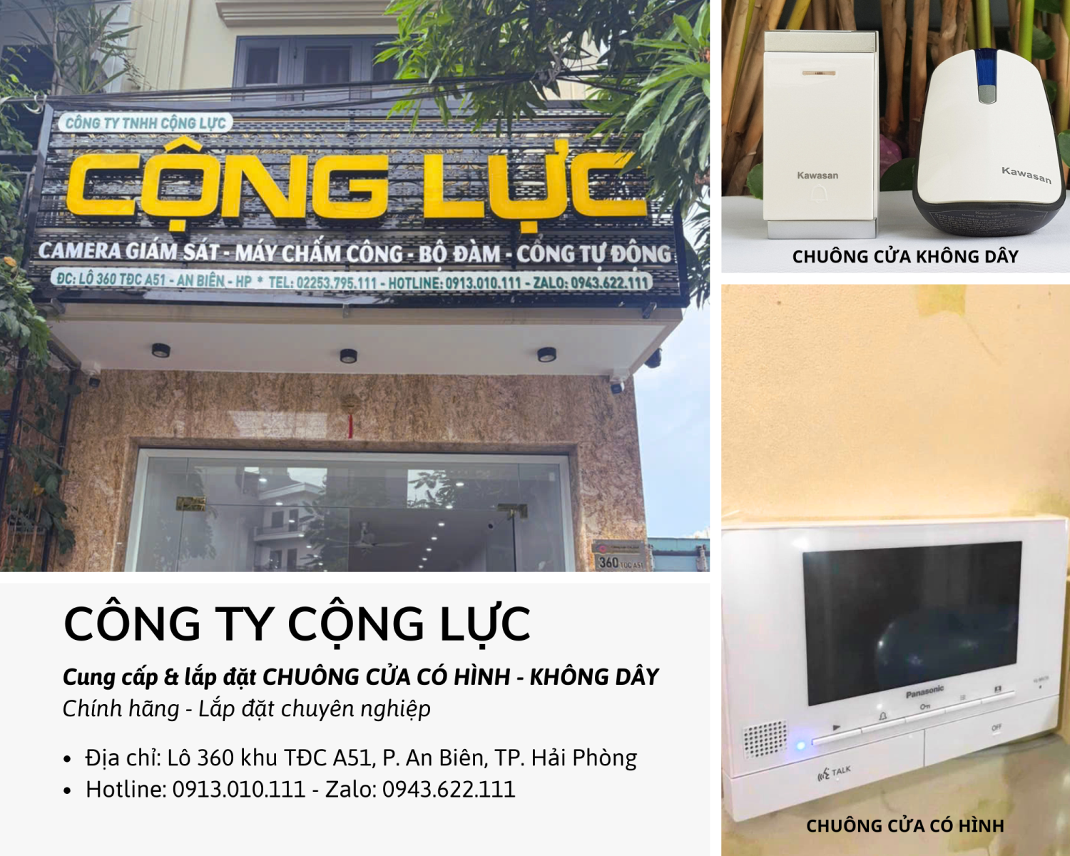 Cộng Lực lắp đặt chuông cửa có hình, chuông không dây giá rẻ tại Hải Phòng