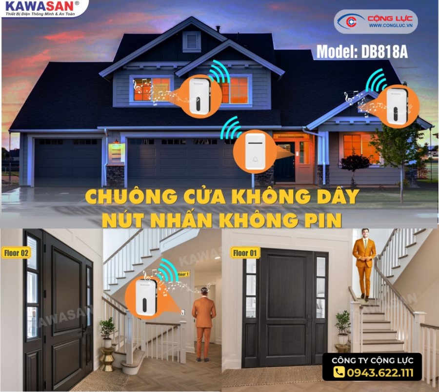 chuông cửa không dây kawasan DB818A giá rẻ tại Hải Phòng