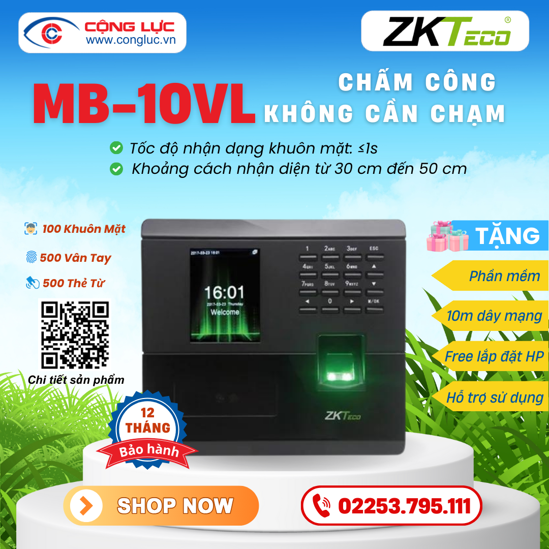 Máy chấm công khuôn mặt zkteco mb10-vl giá rẻ