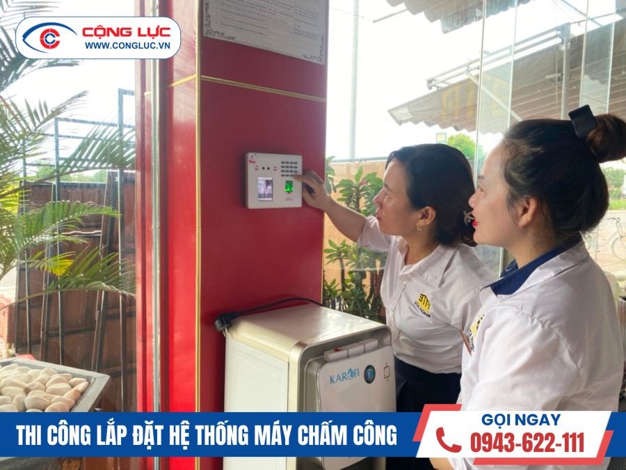 lắp máy chấm công khuôn mặt tại showroom 3ta home huyện kiến thuỵ hải phòng