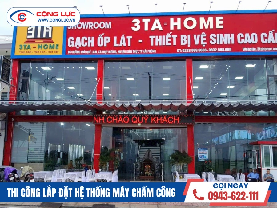 lắp máy chấm công ở showroom 3ta home xã thuỵ hương huyện kiến thuỵ hải phòng