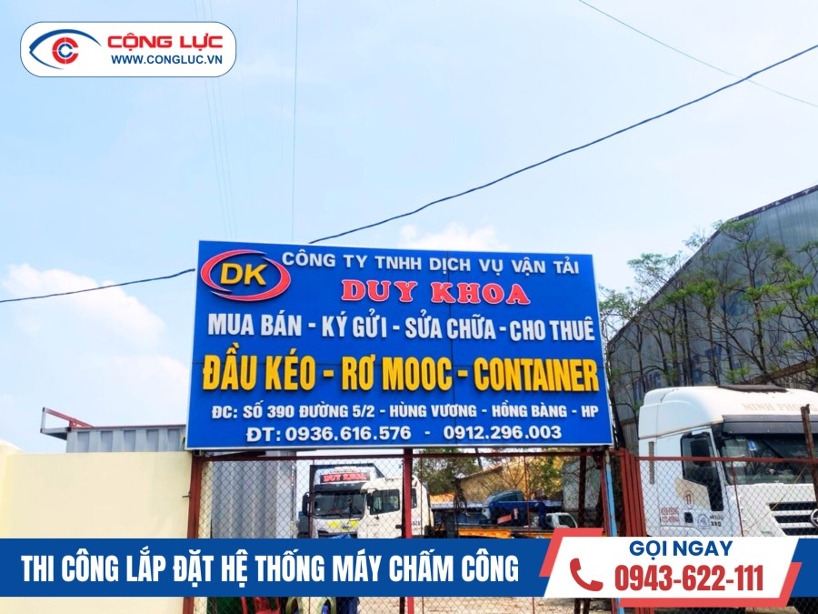 lắp đặt máy chấm công khuôn mặt ở công ty vận tải Duy Khoa, quận Hồng Bàng, Hải Phòng