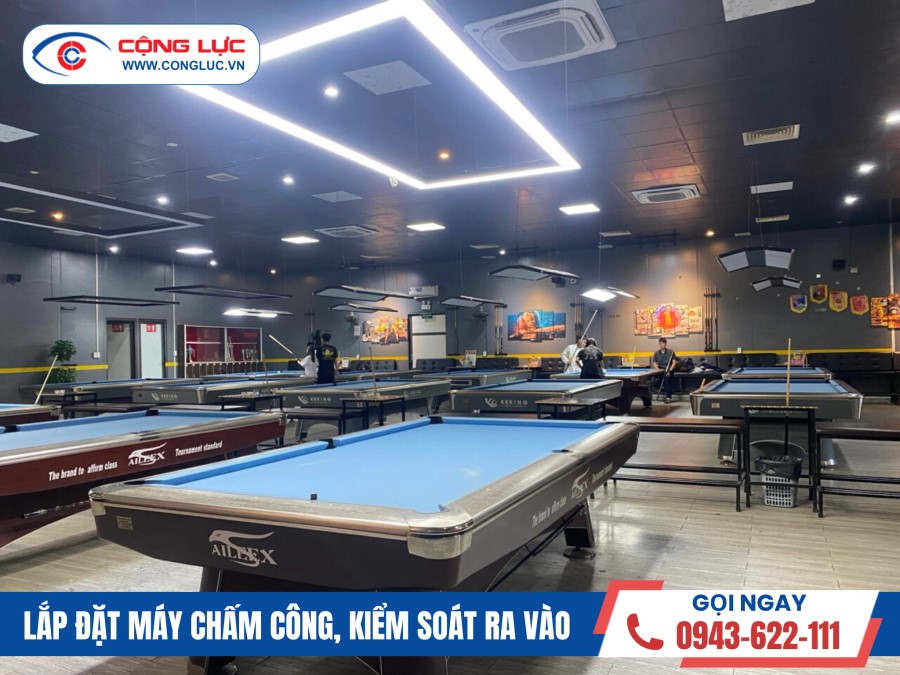 lắp đặt máy chấm công ở quán bi a king club 19 Đồng Dộc huyện Thuỷ Nguyên hải Phòng