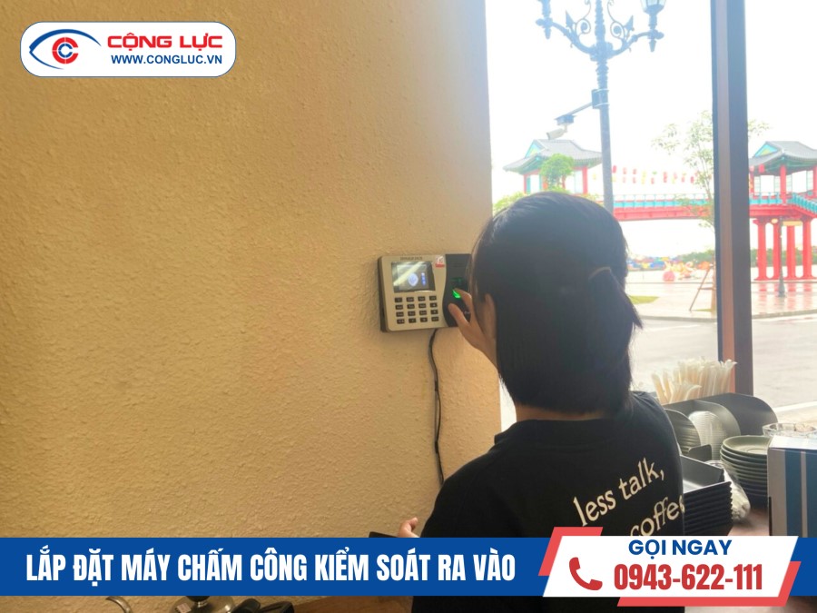 lắp máy chấm công cho quán cà phê 1986 ở Vinhomes Vũ Yên Hải Phòng