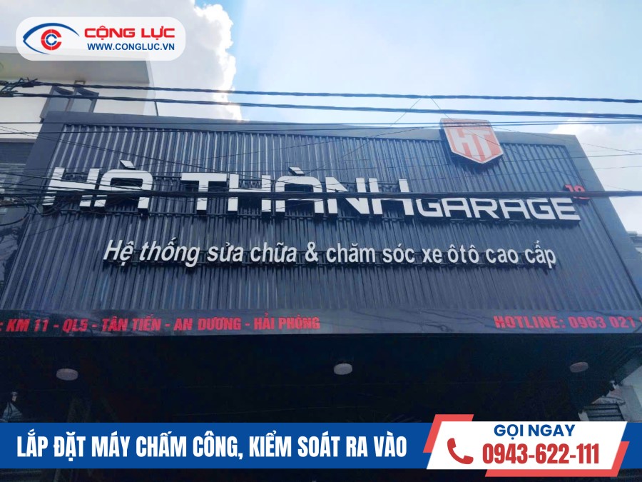 Lắp máy chấm công vân tay tại Hà Thành Garage chi nhánh Tân Tiến, An Dương, Hải Phòng