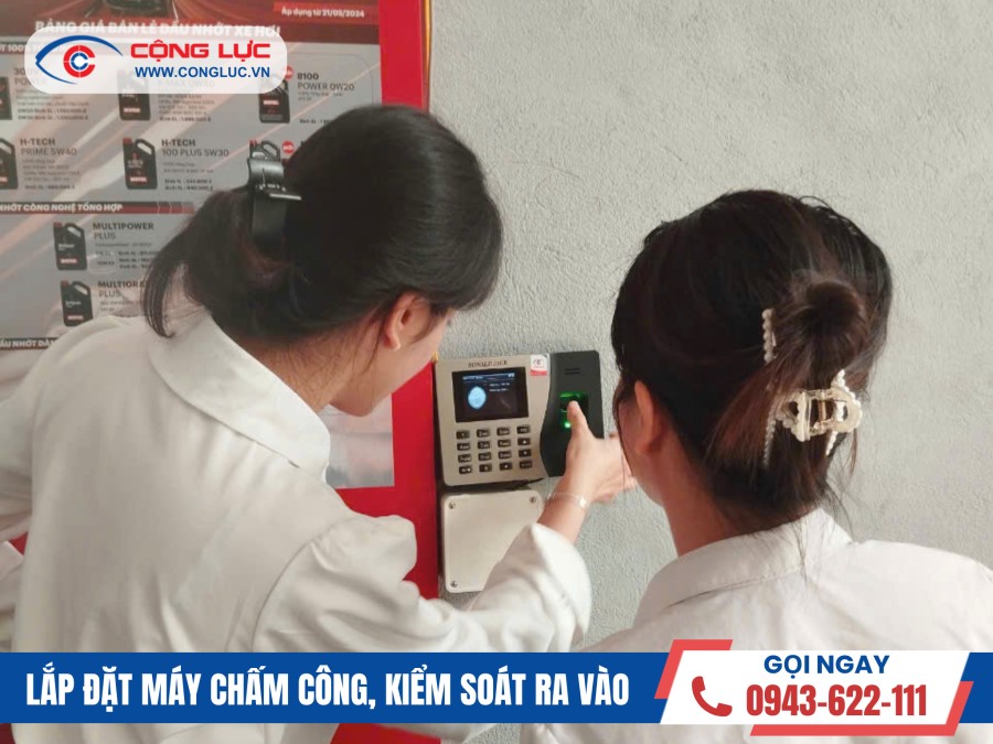 lắp máy chấm công vân tay Ronald Jack K14 Pro tại Hà Thành Garage Tân Tiến, An Dương, Hải Phòng