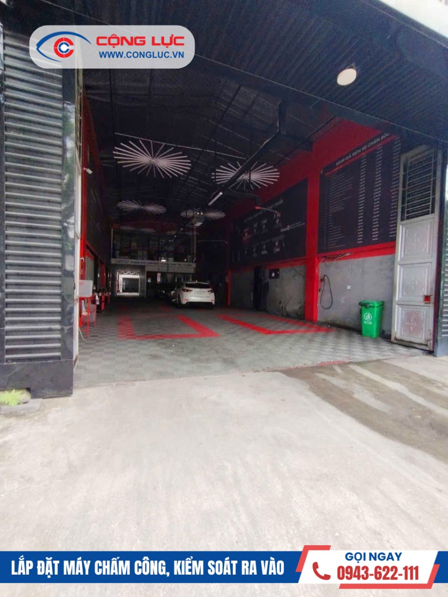 Lắp máy chấm công trung tâm sửa xe ô tô hà thành garage tại Tân Tiến An Dương Hải Phòng