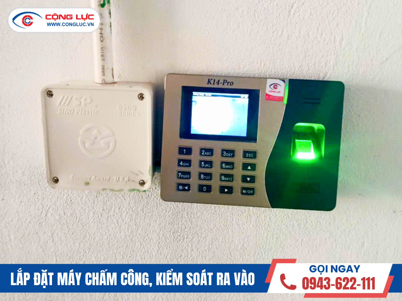 lắp máy chấm công vân tay tại công ty HLT Hải Phòng